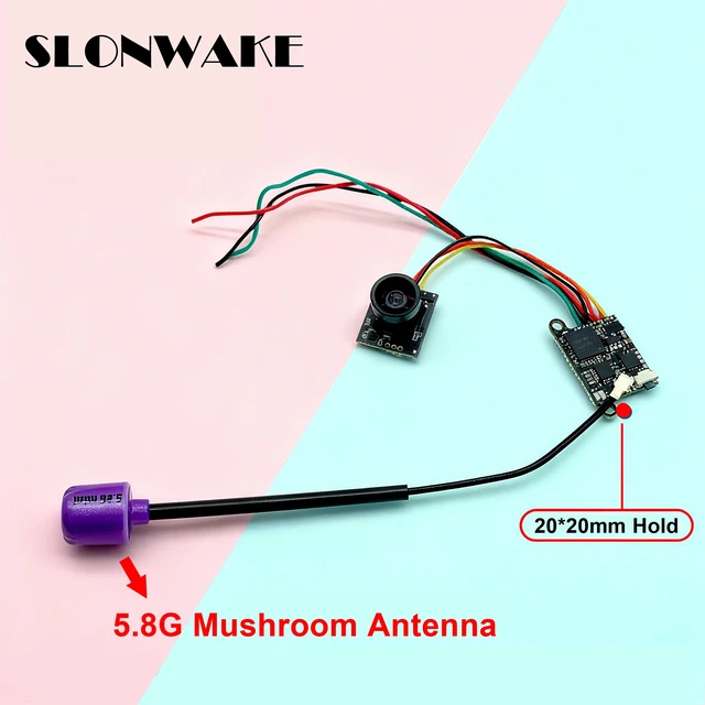 Alt view image 2 of 6 - VTX Camera 2,SLONWAKE 5.8G 48CH 200mW Adjustable VTX Video Transmitter and mini fpv camera cmos 1200TVL support tbs for Racing Micro Drones