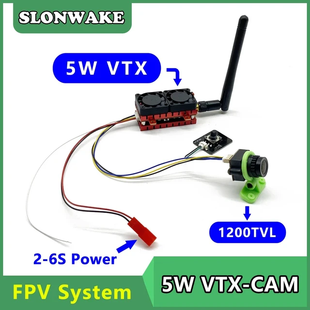 Alt view image 2 of 5 - fpv suit,Long Range 5.8G 48CH 7"inch FPV Monitor Receiver 1024*600px with 5000mW VTX FPV Transmitter and CMOS 1200TVL fpv camera for RC