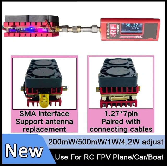 Alt view image 4 of 5 - 4.2W transmitter,SLONWAKE 5.8G VTX Video Transmitter 200mW/500mW/1000mW/4200mW adjustable VTX 2-6S build in two cooling fans use for RC Parts