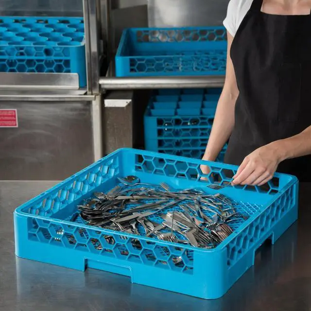Alt view image 6 of 7 - carlisle rf14 carlisle blue color, polypropylene opticlean combination/flatware rack