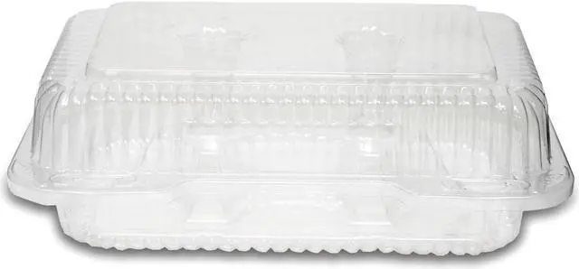 Alt view image 4 of 6 - Detroit Forming LBH-6646 6 Compartment Clear OPS Plastic Hinged Cupcake Muffin Container, 9 x 3 x 3 | 350/Case