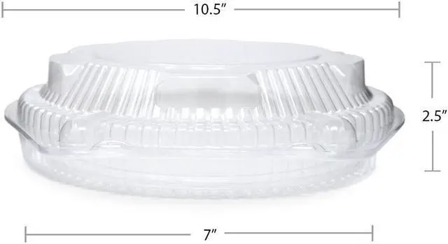 Alt view image 3 of 6 - Detroit Forming 10" Pie Container LBH-111 Clear OPS Plastic Hinged Locking Lid Shallow Dome Food | 100/Case