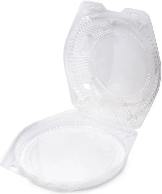 Alt view image 4 of 6 - Detroit Forming 10" Pie Container LBH-111 Clear OPS Plastic Hinged Locking Lid Shallow Dome Food | 100/Case