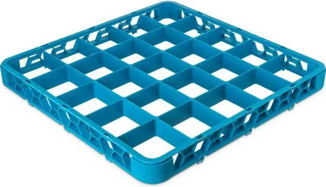 Main image of Carlisle OptiClean 25-Compartment Glass Rack Extender Blue, 19.75" Length x 19.75" Width x 1.78" Depth, Polypropylene | 1/Each