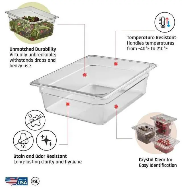 Alt view image 4 of 5 - CAMBRO CA24CW135 Food Pan,Half Size, Clear,PK6