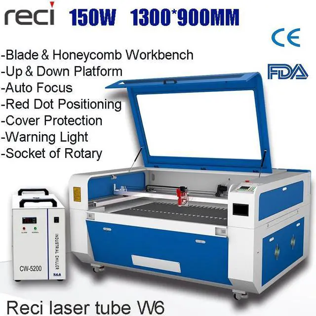 Main image of 150W CO2 Laser Cutting Engraving Machine 1390 RECI Laser Cutter Engraver 51x35in CW 5200 Water Chiller 1300*900mm Working Area