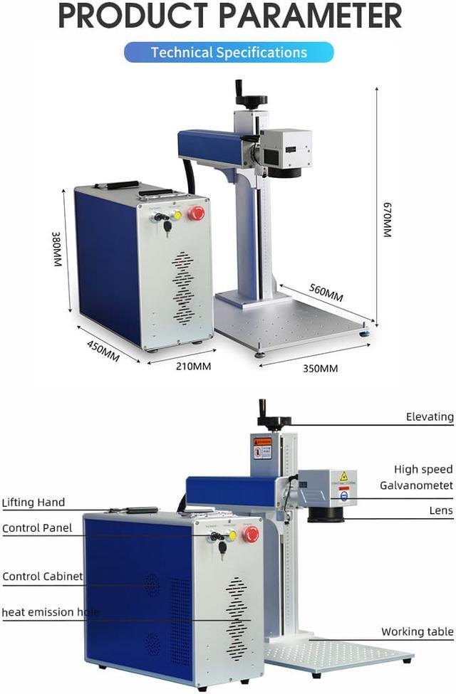 Alt view image 4 of 7 - 50W JPT Fiber Laser Marking Machine 50W Fiber Laser Engraver for Metal Stainless Electronic Parts CNC Engraving Steel DIY Working Lens 175mm*175mm