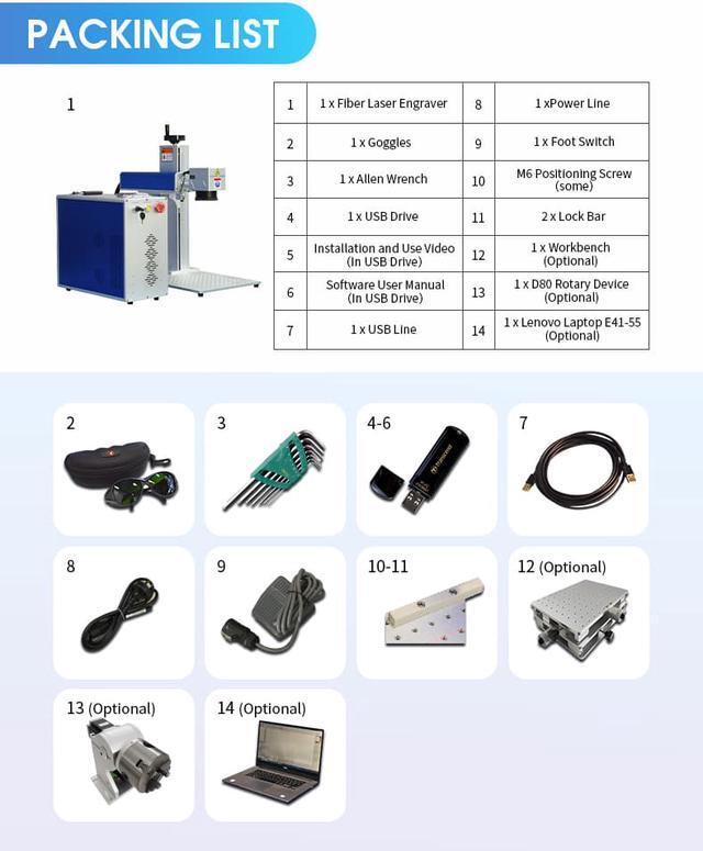 Alt view image 3 of 7 - 50W JPT Fiber Laser Marking Machine 50W Fiber Laser Engraver for Metal Stainless Electronic Parts CNC Engraving Steel DIY Working Lens 175mm*175mm