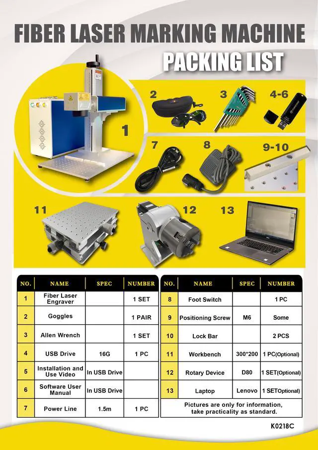 Alt view image 7 of 7 - Portable Fiber Laser Marking Machine Fiber Marker Laser Engraving Machine JPT 30W  Logo Pattern Text Bar-code Engraver Marker Printer Working Area 6.9"×6.9"