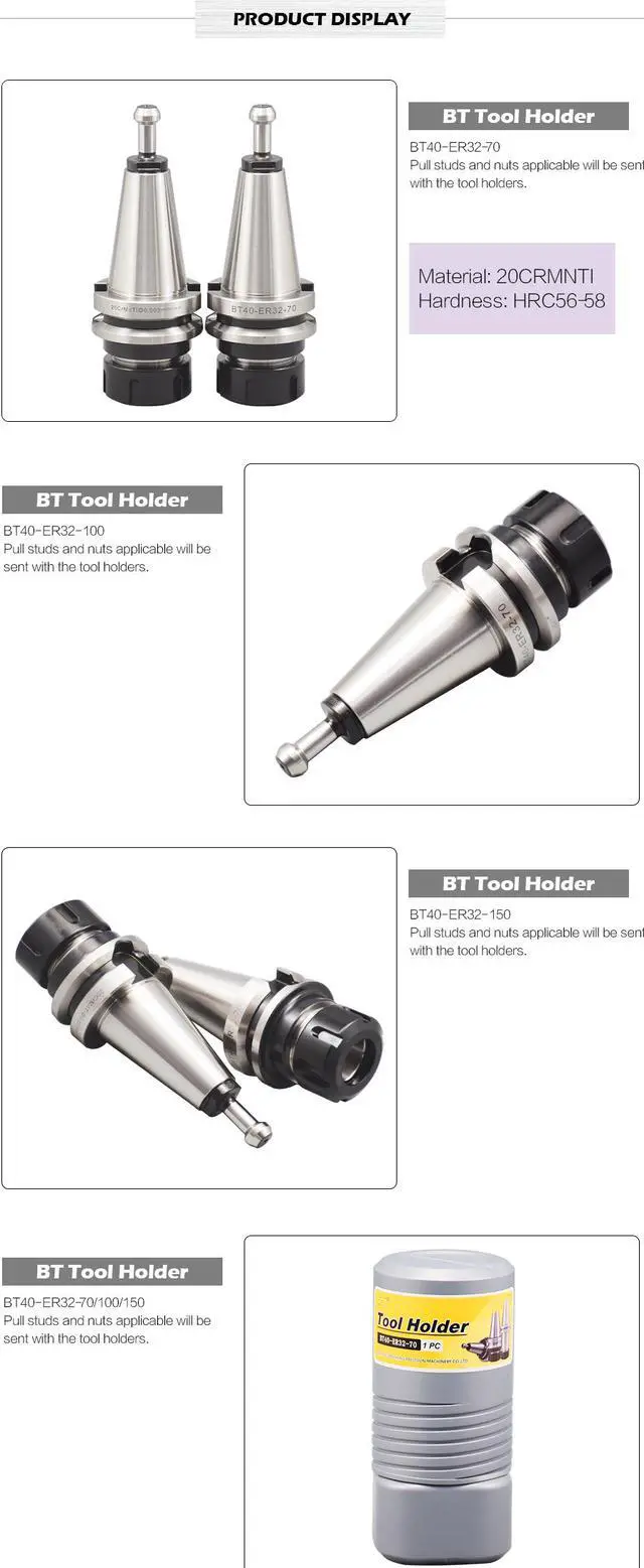 Alt view image 3 of 7 - 4Pcs BT40 ER32 70mm/2.76" Collet Chuck 25000RPM Tool Holder with Free Pull Studs for CNC Milling New High Quality One Year Warranty Fast Shipping