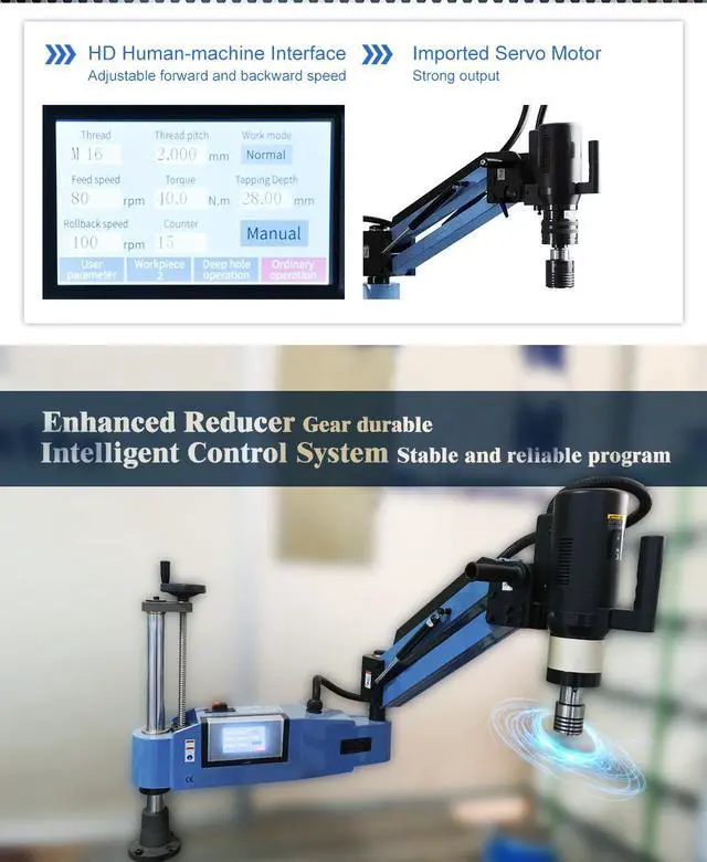 Alt view image 3 of 6 - USA Stock Universal 360° Electric High Speed Tapping Drilling Machine Flexible Arm M4-M24 Tapping with ISO Chuck Holder