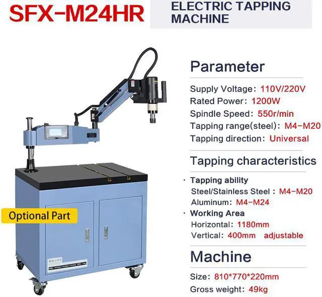 Main image of USA Stock Universal 360° Electric High Speed Tapping Drilling Machine Flexible Arm M4-M24 Tapping with ISO Chuck Holder