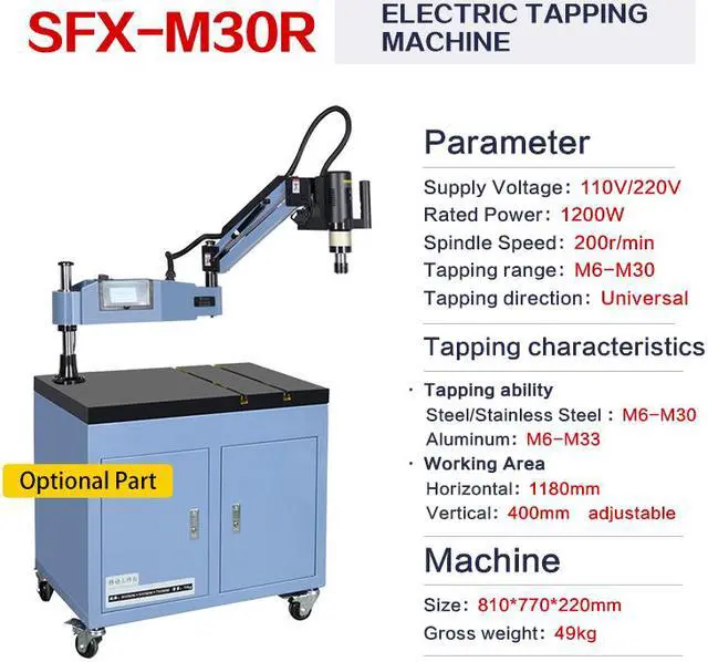 Alt view image 4 of 6 - US Stock M6-M30 Servo Electric Tapping Machine Multi-angle Threads Tapping 110V High Quality