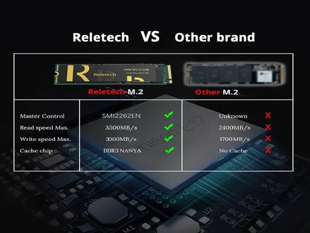 Alt view image 6 of 7 - Reletech P400 1TB M.2 PCIe 2280 Up to 3,500 MB/s NVMe M2 SSD DRIVE  Interface Internal Solid State Drive 3D-NAND Technology Gen3 x4 NVMe PC SSD Up to 3,500 MB/s