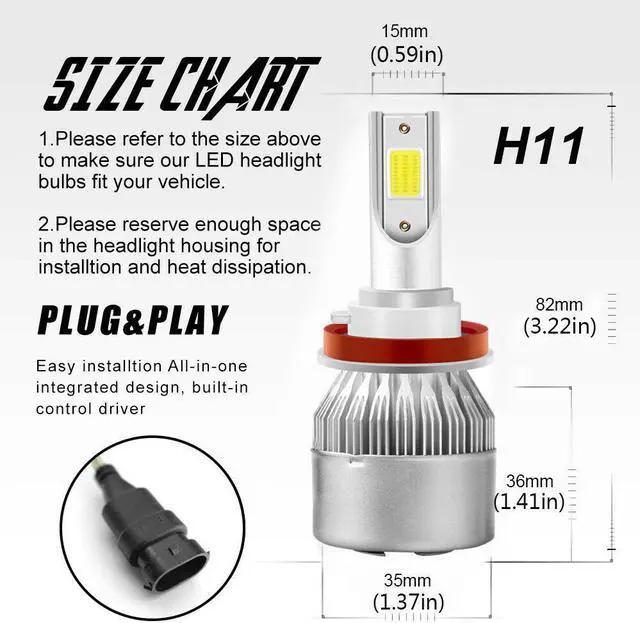 Alt view image 2 of 6 - For 2007-2018 Nissan Altima Led Headlight Hi/LoW+Fog light bulbs Combo Kit White