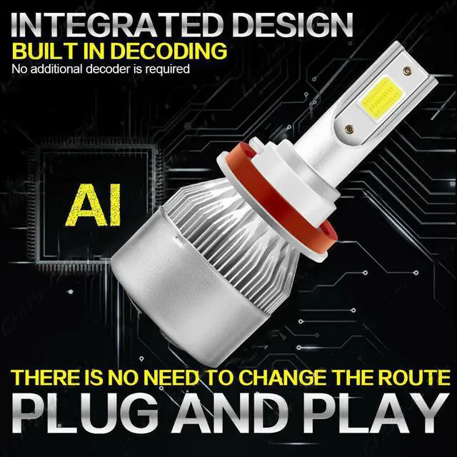 Alt view image 4 of 6 - For 2007-2018 Nissan Altima Led Headlight Hi/LoW+Fog light bulbs Combo Kit White