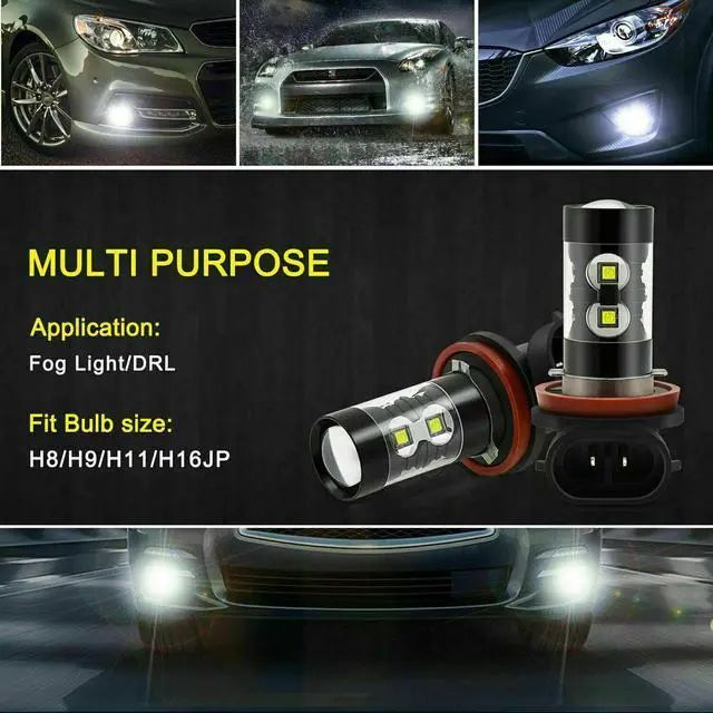 Alt view image 6 of 6 - For 2007-2018 Nissan Altima Led Headlight Hi/LoW+Fog light bulbs Combo Kit White