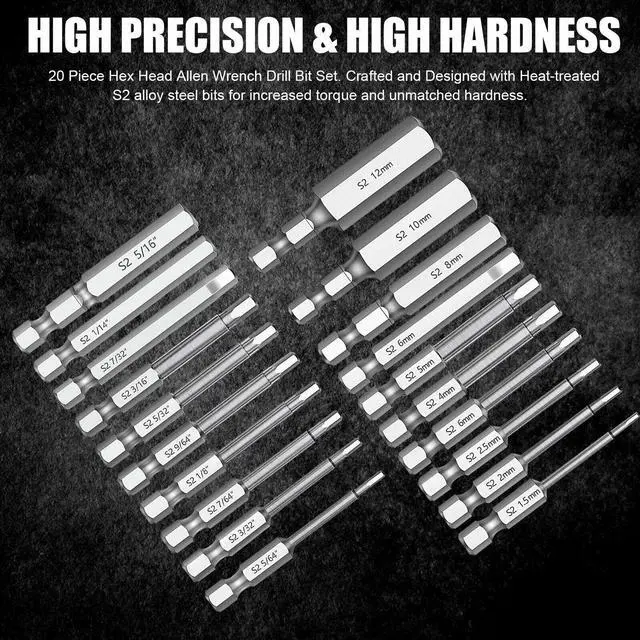 Alt view image 3 of 6 - 20x 1/4" Steel Hex Head Magnetic Wrench Screwdriver Drill Bit Set Metric  SAE