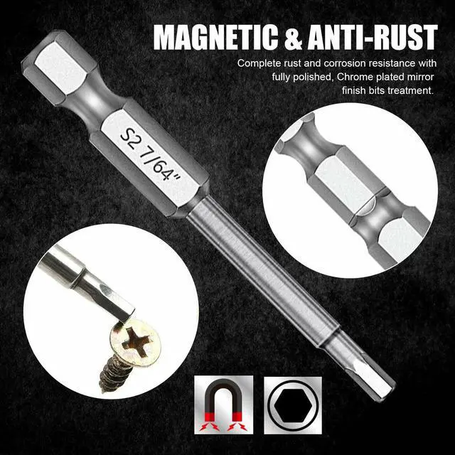 Alt view image 4 of 6 - 20x 1/4" Steel Hex Head Magnetic Wrench Screwdriver Drill Bit Set Metric  SAE