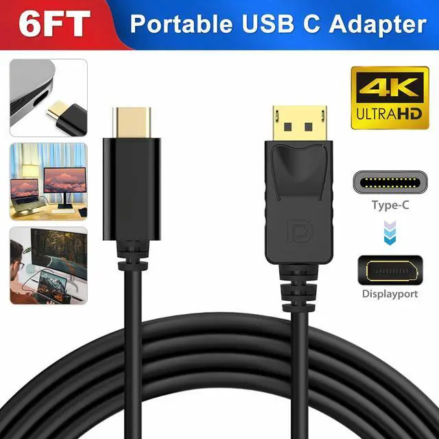 Main image of 4K 60Hz USB-C to DisplayPort Cable Converter Adapter Type C to DP Cord 6ft/1.8m