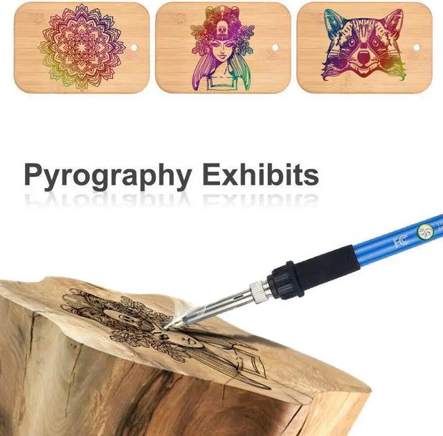 Alt view image 3 of 6 - 98PCS Wood Burning Pyrography Pen Kit 110V 60W Soldering Iron Wood Craft Tool