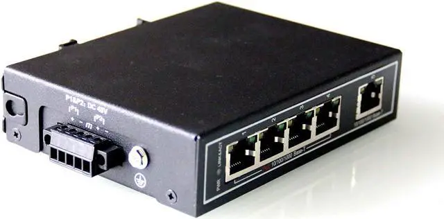Alt view image 3 of 7 - WIWAV WDH-5GT-POE 10/100/1000Mbps Unmanaged 5-Port PoE Industrial Ethernet Switches with DIN Rail/Wall-Mount (Fanless-30??~75??)