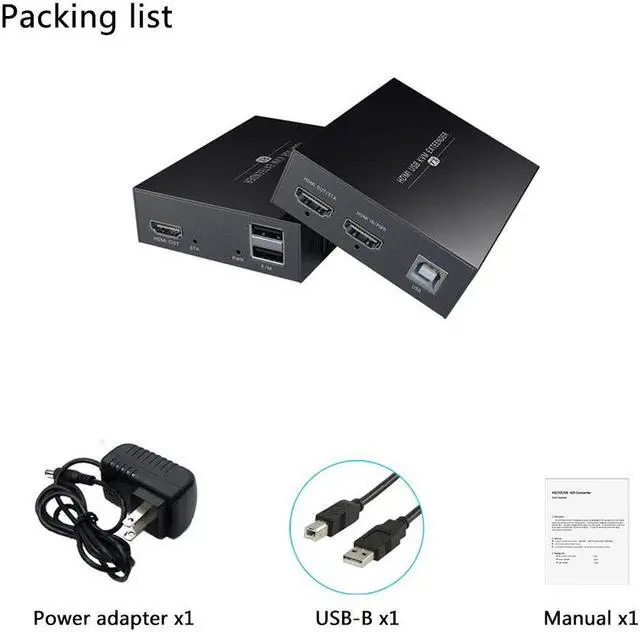 Alt view image 5 of 5 - HDMI KVM USB Extender 1080P Over Cat5e/6 Ethernet Cable 50m (164ft) for Mouse and Keyboard Control Remote Signals