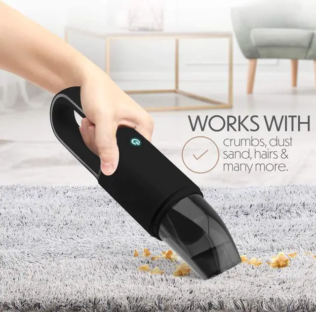 Alt view image 7 of 7 - Portable Hand Vacuum Cleaner Handheld Cordless Cleaner for Dust Pet Hair Dirt Home Car Interior Lightweight, Easy to Use, Compact Design Battery Rechargeable with USB-C Cable - Black