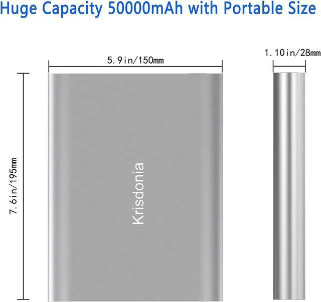Alt view image 7 of 7 - 50000mAh Laptop Power Bank 5/9/12/16/19/20V Portable Laptop Battery Charger with QC3.0 USB-A Port & 12V Type-C Port for Laptop, Tablet, Smartphone and More Devices