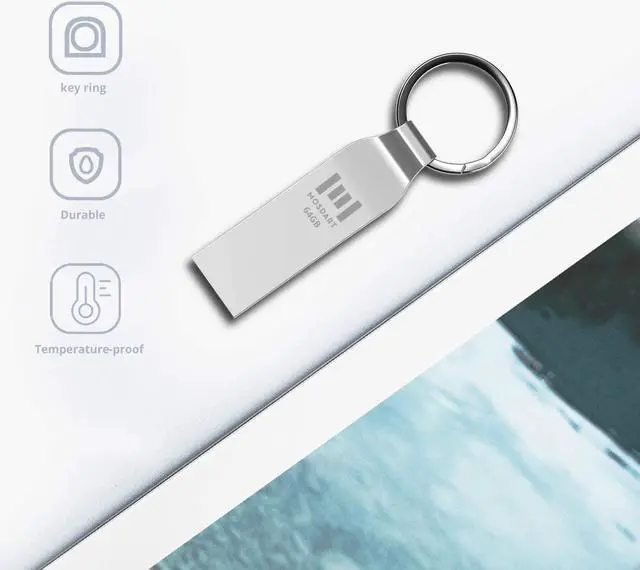 Alt view image 6 of 7 - MOSDART 64GB Waterproof Metal USB 2.0 Flash Drive - Keychain Thumb Drive Memory Stick Jump Drive Data Storage for Computers - exFAT Shockproof and Dustproof (Silver)