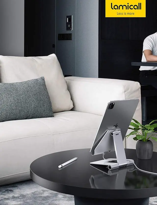 Alt view image 7 of 7 - Lamicall Adjustable Tablet Stand Holder - 360 Degree Rotating Tablet Mount, Desktop Tablet Dock, Compatible with iPad Pro 11 / 12.9, Mini, Air, Tabs, Kindle and 4.7" - 13" Tablet - Silver
