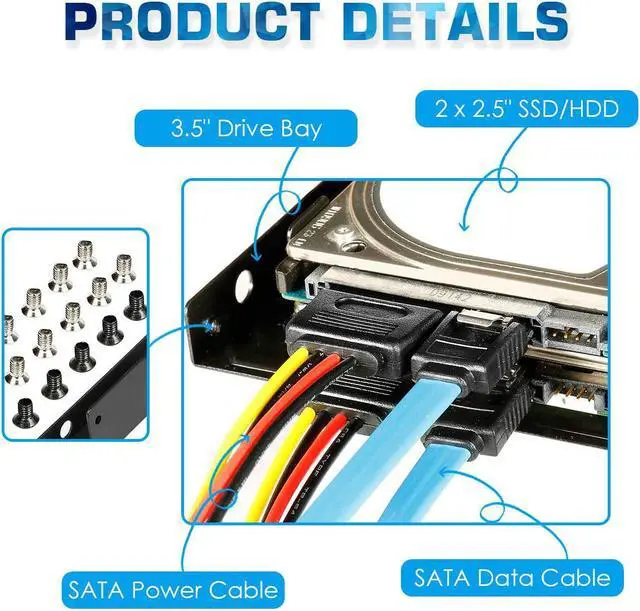 Alt view image 2 of 7 - SSD/HDD Metal Mounting Bracket kit 2.5 to 3.5 Convert Any 2.5 inch Solid State Drive/HDD Into One 3.5 inch Drive Bay