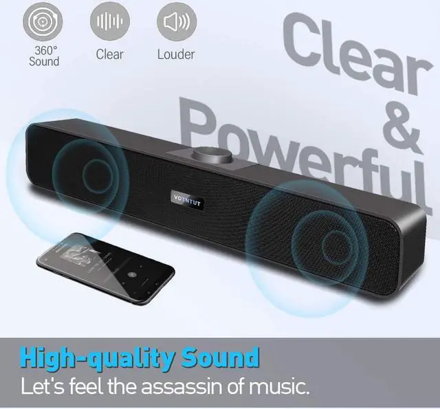 Alt view image 2 of 6 - Computer Speakers,Wired USB Desktop Speaker,Stereo USB Powered Desktop Sound Bar Laptop Speaker for PC Tablets Desktop Cellphone Laptop MP3(2021 Version)