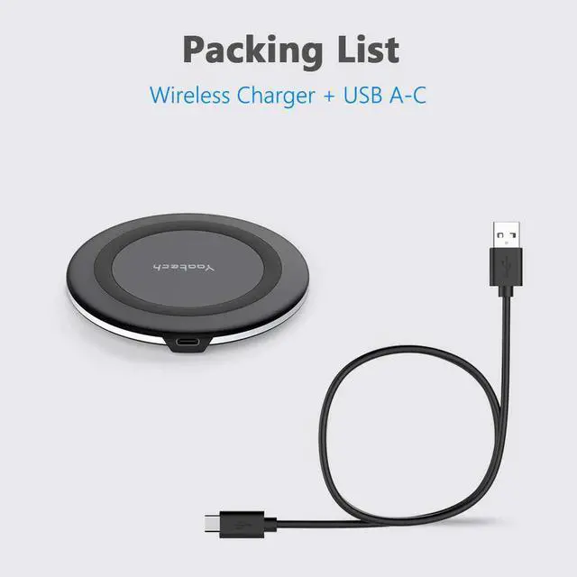 Alt view image 6 of 6 - Yootech Wireless Charger,10W Max Fast Wireless Charging Pad Compatible with iPhone 16e/16/16 Plus/16 Pro Max/15/14/13/SE 2022/12/11/X/8,Samsung Galaxy S22/S21/S20,for AirPods Pro 2(No AC Adapter)