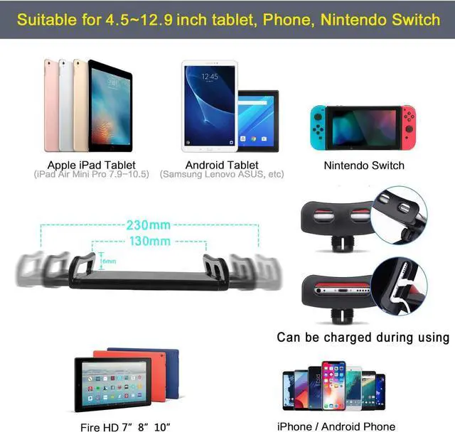 Alt view image 7 of 7 - Ipad Tripod Stand with 65 inch Height Adjustable iPad Stand Holder & iPad Floor Stand with 360° Rotating iPad Tripod Mount for iPad Pro iPhone Kindle and All 4.7-12.9 Inch Tablets