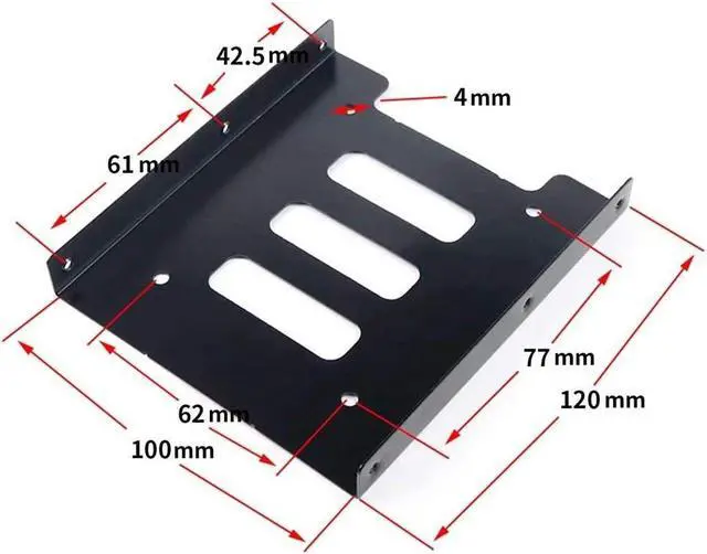 Alt view image 3 of 5 - 2 Pcs SSD/HDD Mounting Bracket 2.5 to 3.5 Adapter Metal Holder 2.5 to 3.5 Converts Hard Drive Bay Notebook to Desktop for PC with 16 Fixing Screws and 1 Screwdriver (Black)
