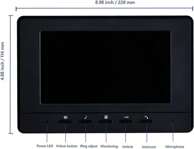 Alt view image 5 of 7 - Video Intercom System, 7 Inches Video Doorbell Door Phone System, Wired Video Door Phone HD Camera Kits Dual-Way Intercom for Villa House Office Apartment 1-IR Camera 2-LCD Color Monitor