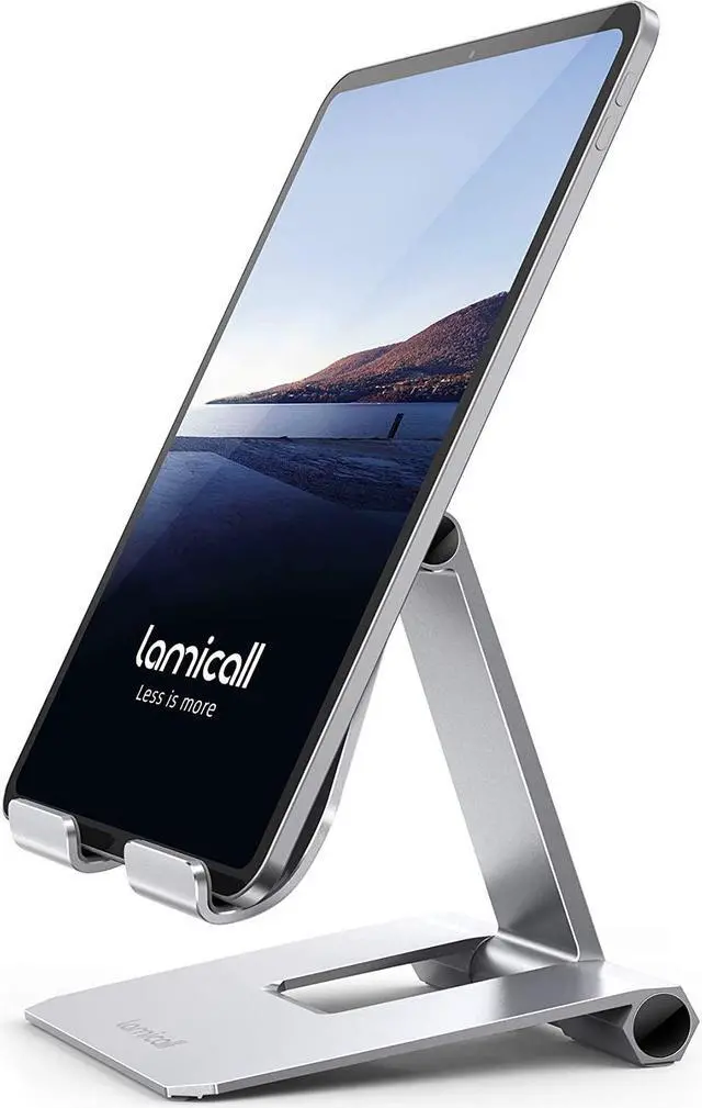 Main image of Lamicall Adjustable Tablet Stand Holder - 360 Degree Rotating Tablet Mount, Desktop Tablet Dock, Compatible with iPad Pro 11 / 12.9, Mini, Air, Tabs, Kindle and 4.7" - 13" Tablet - Silver