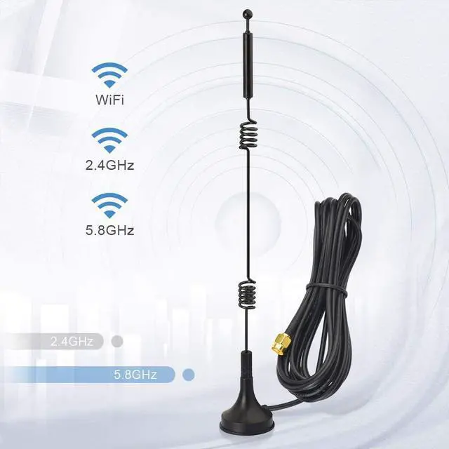 Alt view image 3 of 7 - Bingfu Dual Band WiFi 2.4GHz 5GHz 5.8GHz 9dBi Magnetic Base MIMO RP-SMA Male Antenna 4-Pack for WiFi Router Wireless Network Card USB Adapter Security IP Camera