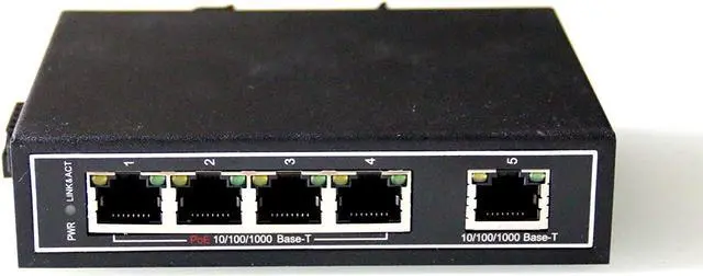 Main image of WIWAV WDH-5GT-POE 10/100/1000Mbps Unmanaged 5-Port PoE Industrial Ethernet Switches with DIN Rail/Wall-Mount (Fanless-30??~75??)