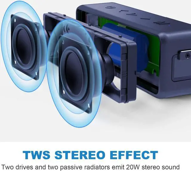 Alt view image 3 of 6 - Upgrade Bluetooth Speakers - Vanzon X5 Pro Portable Wireless Speaker V5.0 with 20W Loud Stereo Sound, TWS, 24H Playtime & IPX7 Waterproof, Suitable for Travel, Home&Outdoors