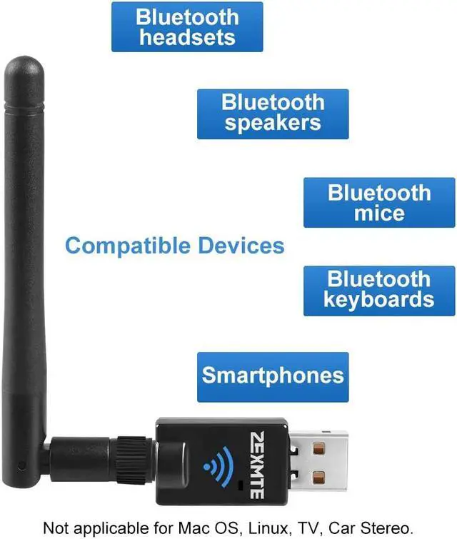Alt view image 3 of 7 - Long Range USB Bluetooth 5.0 Adapter for PC USB Bluetooth Adapter Wireless Audio Dongle for Headphones Speakers 328FT / 100M5.0 Bluetooth Transmitter Receiver for Windows 10/8 / 8.1/7
