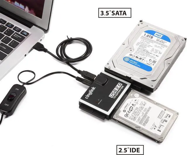 Alt view image 7 of 7 - Hard Drive Reader IDE SATA PATA USB 2.0 for Hard Drive Disk HDD 2.5 3.5 with External AC Power Adapter