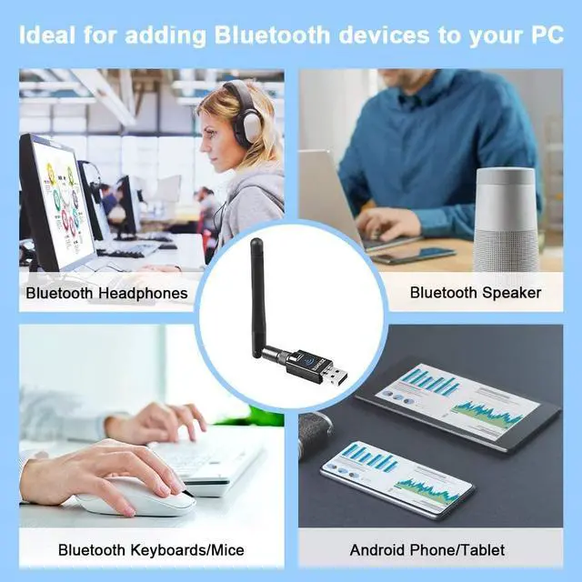 Alt view image 7 of 7 - Long Range USB Bluetooth 5.0 Adapter for PC USB Bluetooth Adapter Wireless Audio Dongle for Headphones Speakers 328FT / 100M5.0 Bluetooth Transmitter Receiver for Windows 10/8 / 8.1/7