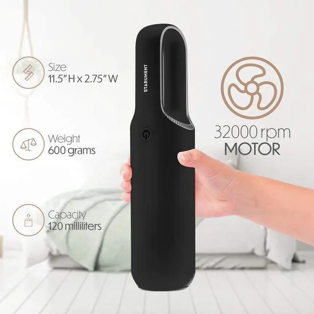 Alt view image 4 of 7 - Portable Hand Vacuum Cleaner Handheld Cordless Cleaner for Dust Pet Hair Dirt Home Car Interior Lightweight, Easy to Use, Compact Design Battery Rechargeable with USB-C Cable - Black