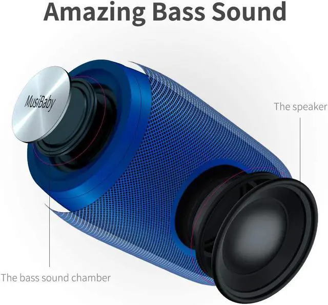 Alt view image 4 of 7 - Bluetooth Speaker,MusiBaby Wireless,Waterproof,Outdoor,Portable Speaker,Dual Pairing,Loud Stereo,Booming Bass,24H Playtime Wireless Speakers for Home,iPhone,Party,Gifts(Blue)