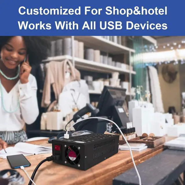 Alt view image 5 of 7 - 60 Ports USB Charging Station with Intelligent Protection, Multi-Port USB Charging Station Organizer for Hotel School Shopping Malls