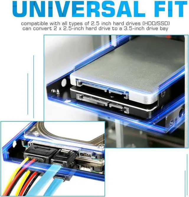 Alt view image 3 of 7 - SSD/HDD Metal Mounting Bracket kit 2.5 to 3.5 Convert Any 2.5 inch Solid State Drive/HDD Into One 3.5 inch Drive Bay