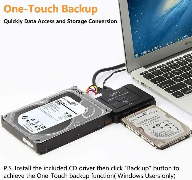 Alt view image 6 of 7 - USB 3.0 to SATA IDE Adapter with Universal 2.5 3.5 Hard Drive Disk Converter for HDD SSD and IDE HDD Support 12TB and One-Touch Backup Include 12V 2A Power Adapter and USB 3.0 Cable for Laptop