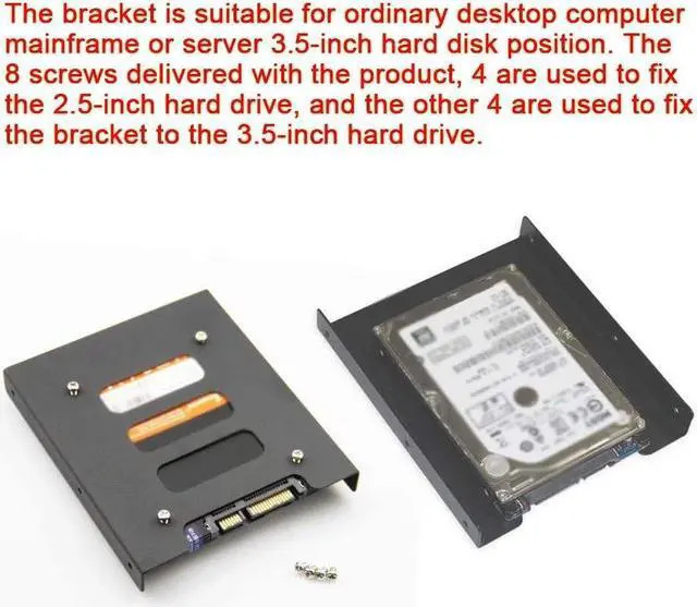 Alt view image 4 of 5 - 2 Pcs SSD/HDD Mounting Bracket 2.5 to 3.5 Adapter Metal Holder 2.5 to 3.5 Converts Hard Drive Bay Notebook to Desktop for PC with 16 Fixing Screws and 1 Screwdriver (Black)